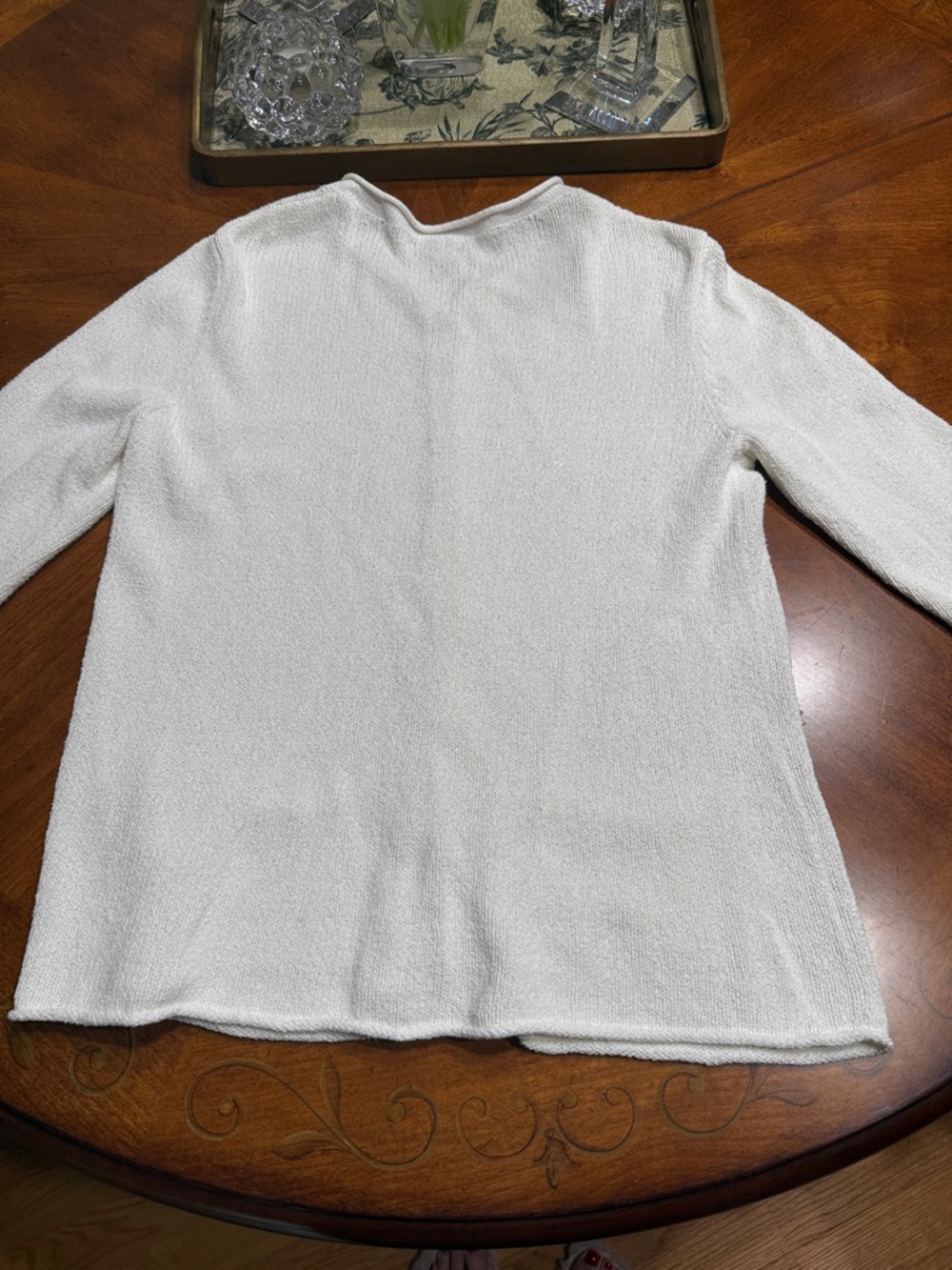 Eileen Fisher White Cotton Zip Up Cardigan - Picture 2 of 4